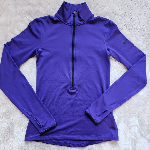 Nike Tops - Nike Pro Dri-Fit Purple Quarter Zip Fitted Pullover Womens Small Slim Fit